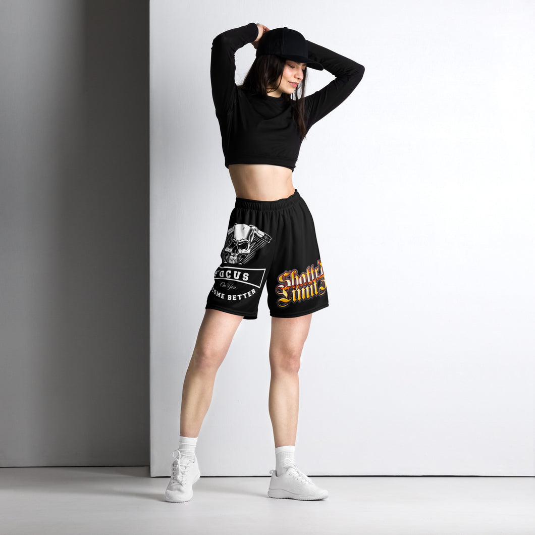 Black printed Unisex mesh shorts