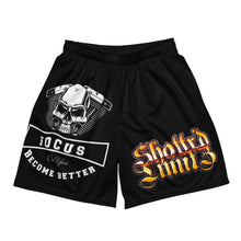 Load image into Gallery viewer, Black printed Unisex mesh shorts
