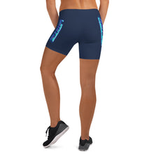 Load image into Gallery viewer, Navy Blue Printed Yoga Shorts
